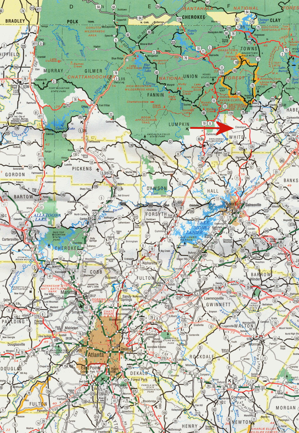 map of north georgia mountains Maps North Georgia Mountains White Lumpkin Counties Paradise map of north georgia mountains